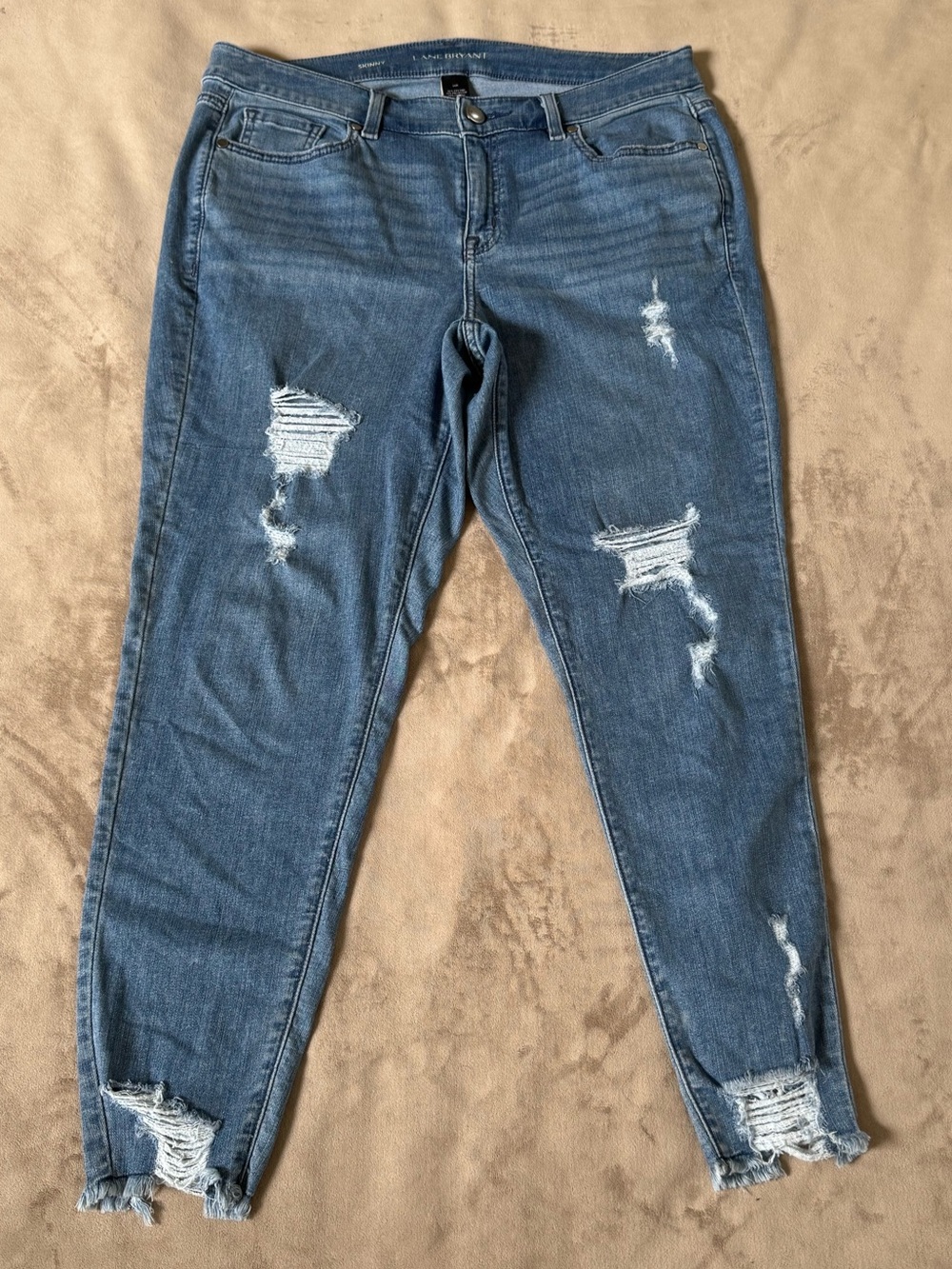 Lane Bryant Womens Ripped Skinny Jeans High Stretch Slim Fit Size 14R